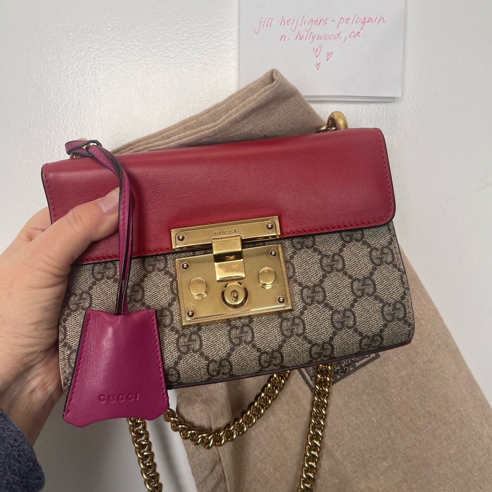 GG Supreme Small Padlock Bag with Calfskin Trim
